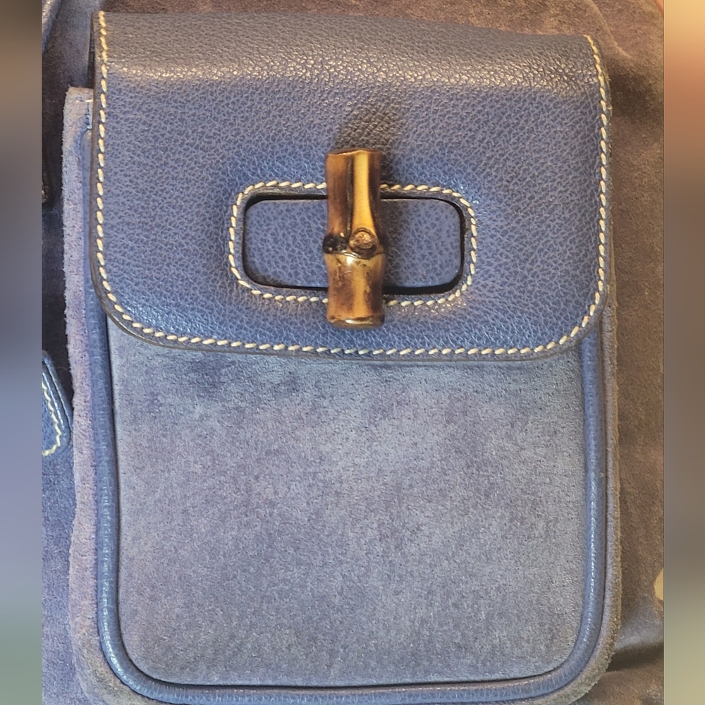 Gucci Bamboo Leather Suede Backpack - Periwinkle Color ๐๐ EUC - Picture 9 of 16